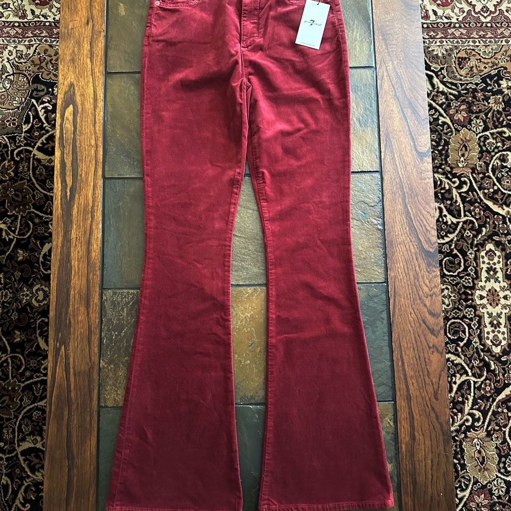 7 For All Mankind Red Flare Jeans - Picture 3 of 10